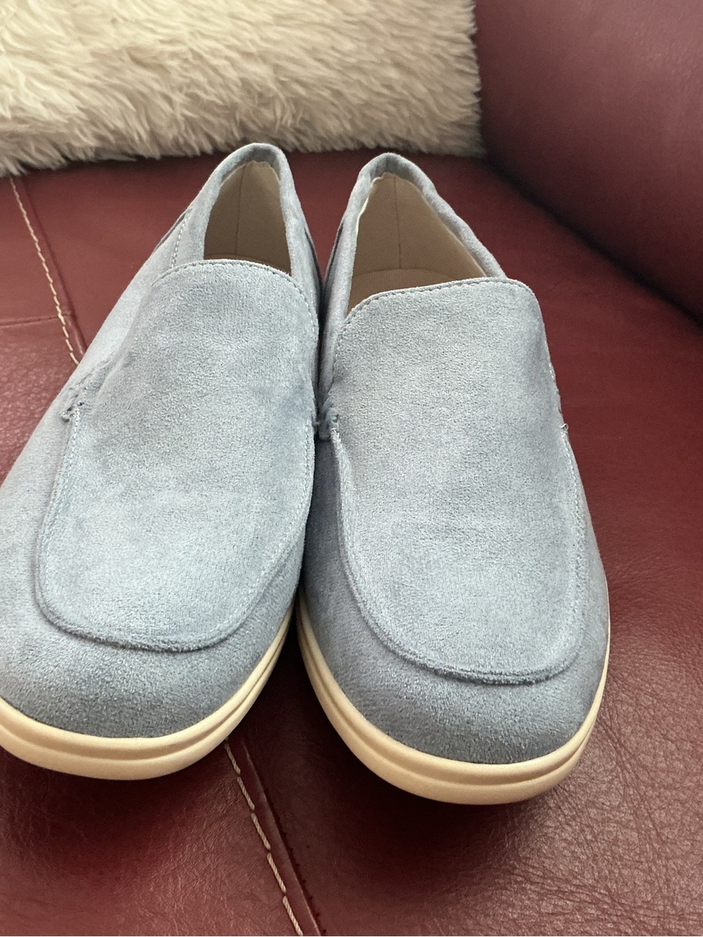 Old Money Slip-On Suede Casual Shoes in Light Blue Size 41